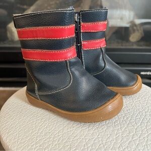 OUT BAKS Toddler Leather Striped Fleece Lined Boots. Size 7 (toddler) Approx